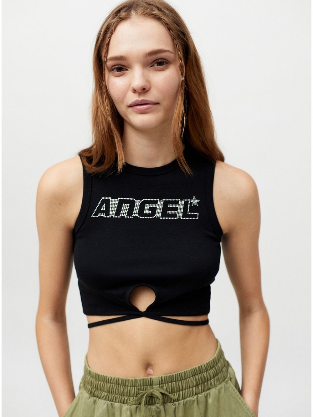 Urban Outfitters Black Rhinestone Crop Top